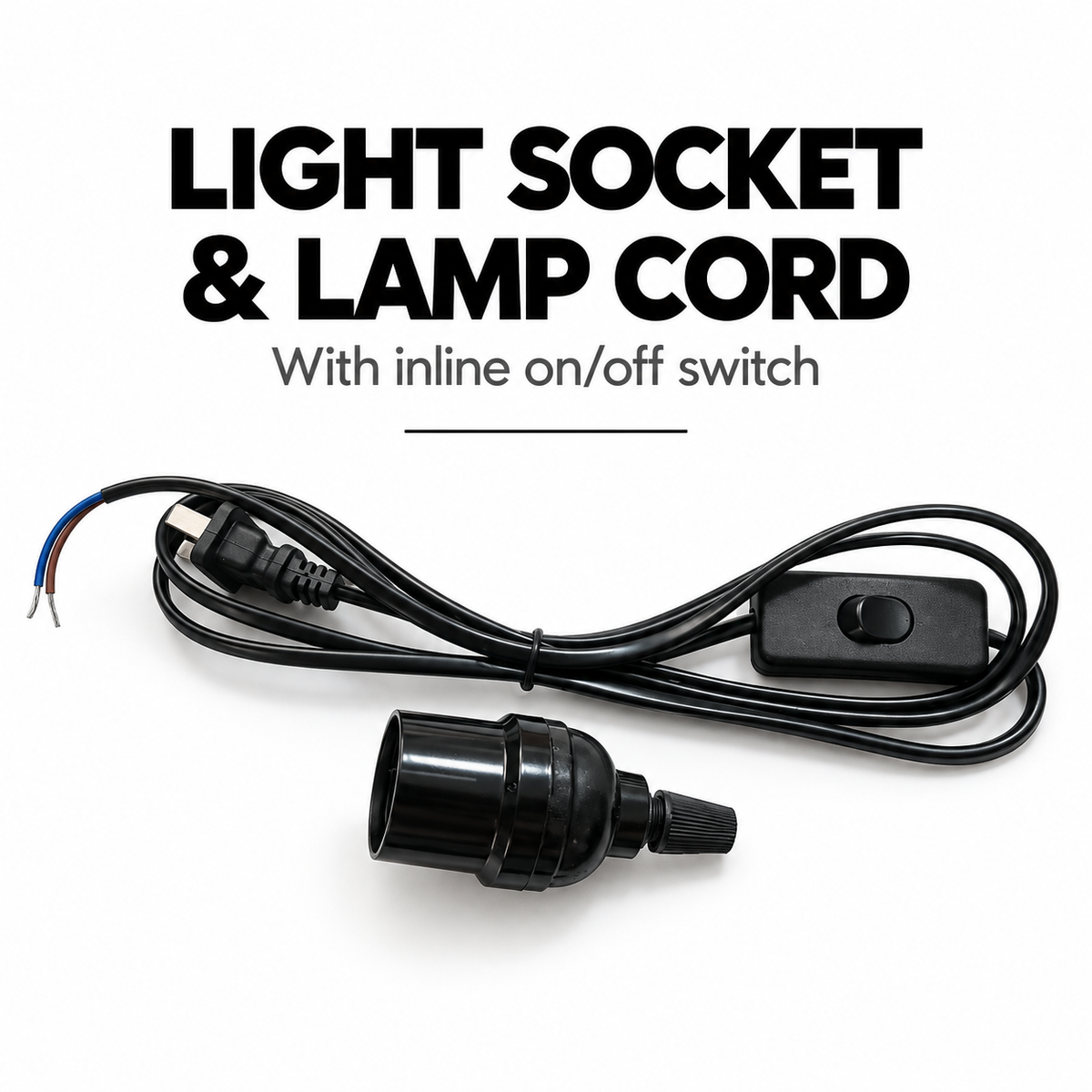 Light Socket and Lamp Cord with Inline On/Off Switch