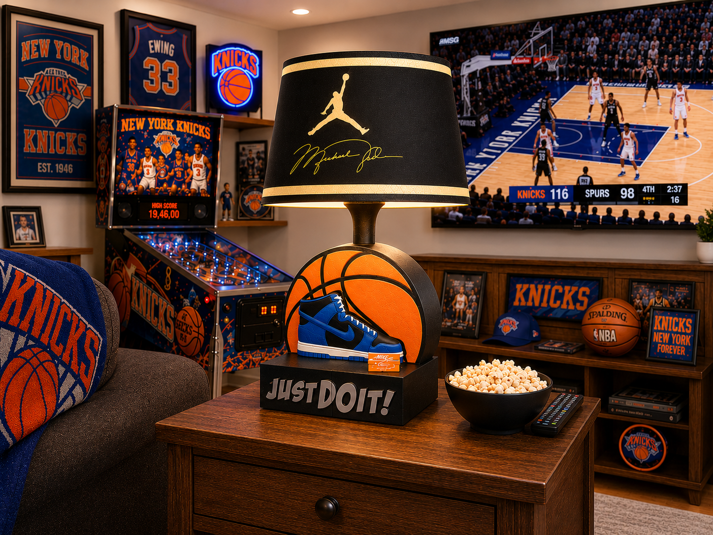 Basketball Themed Lamp Base with Printable Lamp Shade