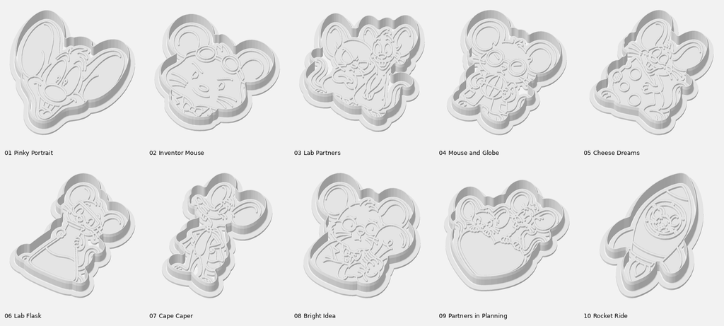 Pinky and the Brain Inspired Cookie Cutter / Stamp Collection