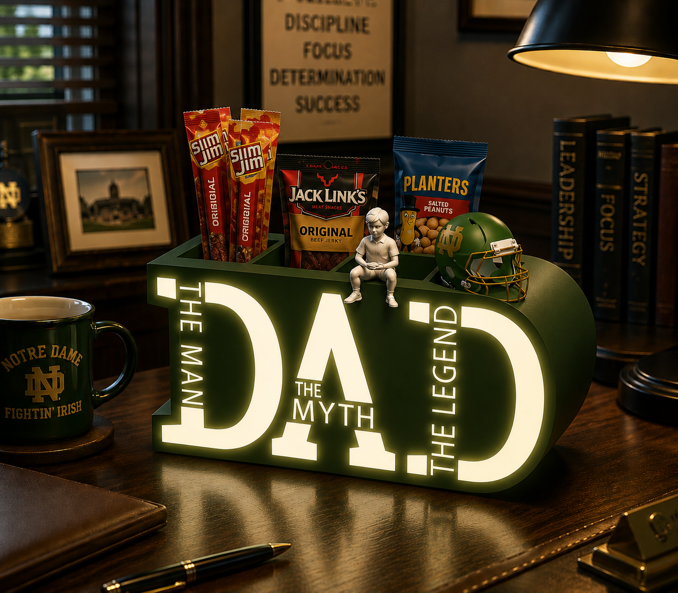 Lighted Dad Desk Organizer