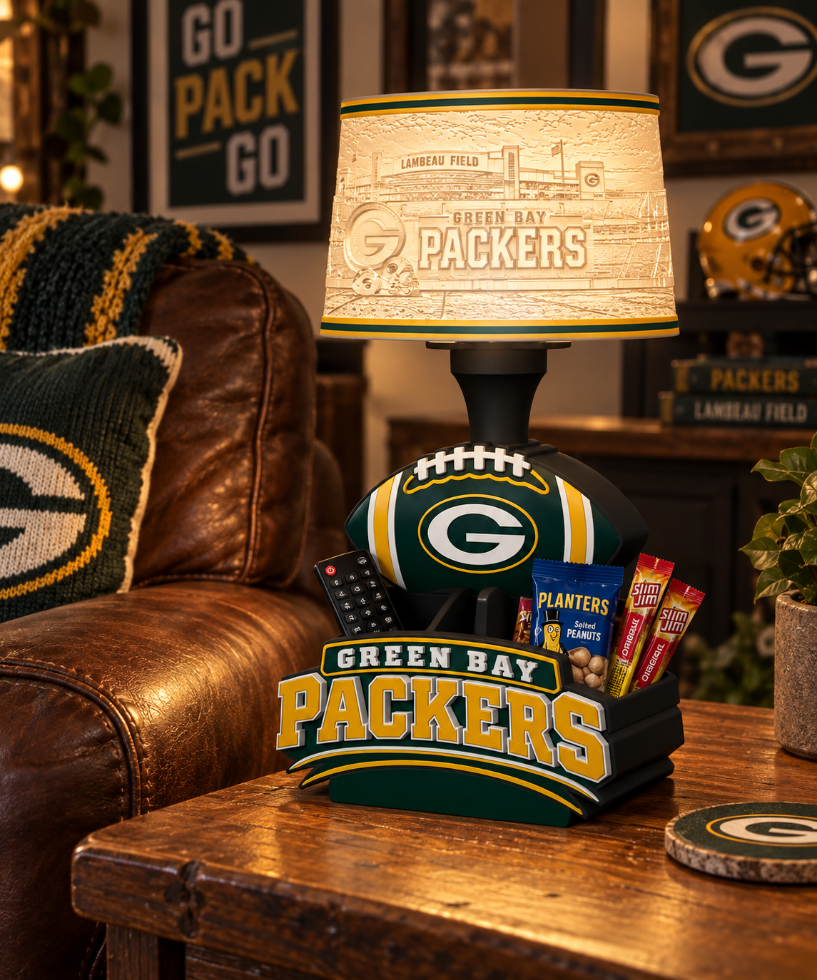Green Packers Lamp Base - Lampshade Sold Separately