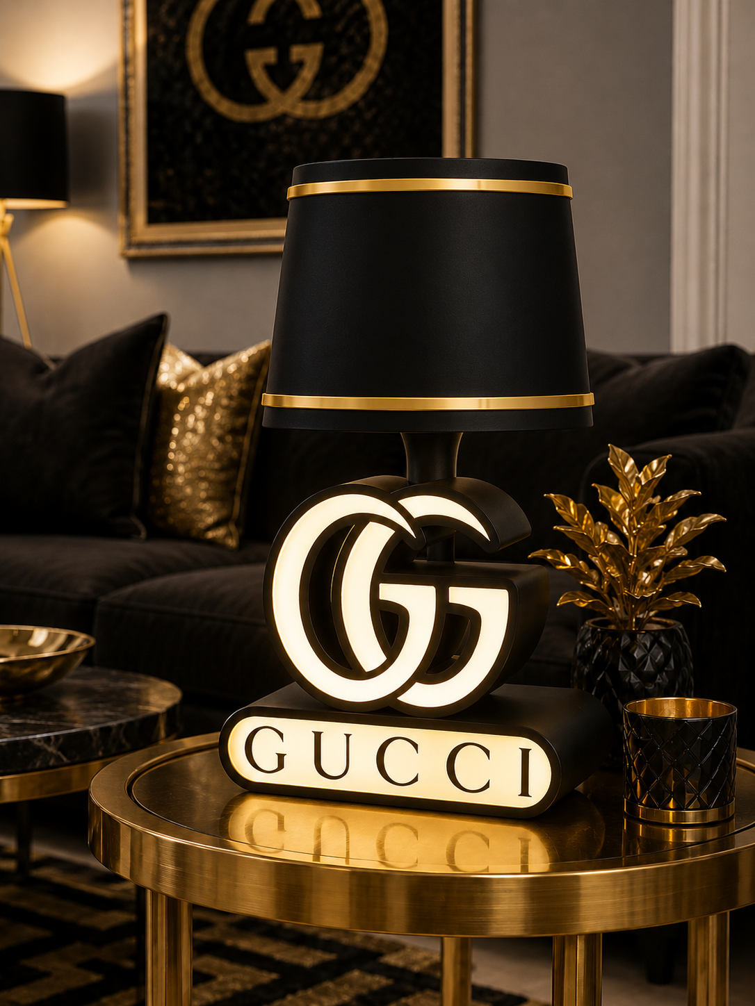 Gucci Lamp Base with 3D Printable Lamp Shade and Logos