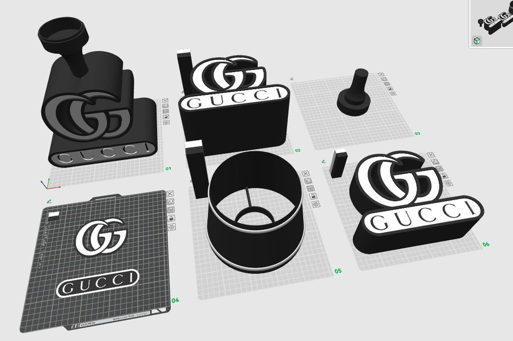 Gucci Lamp Base with 3D Printable Lamp Shade and Logos