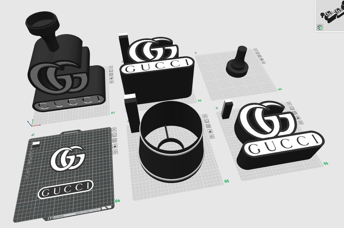 Gucci Lamp Base with 3D Printable Lamp Shade and Logos
