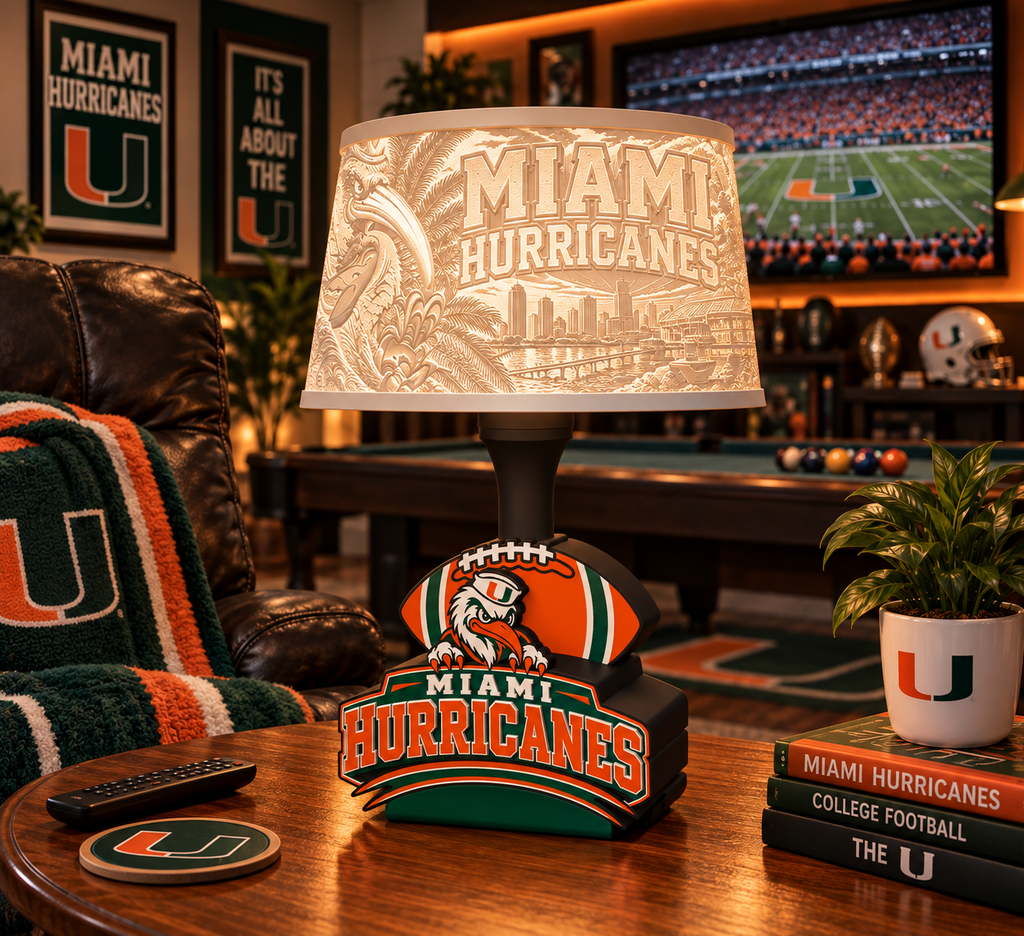 Miami Hurricanes Lamp Base with Lithophane Lampshade