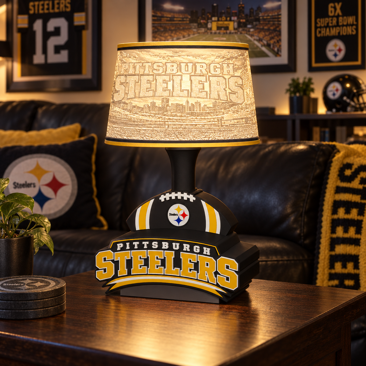 Pittsburg Steelers Lamp with Lampshade