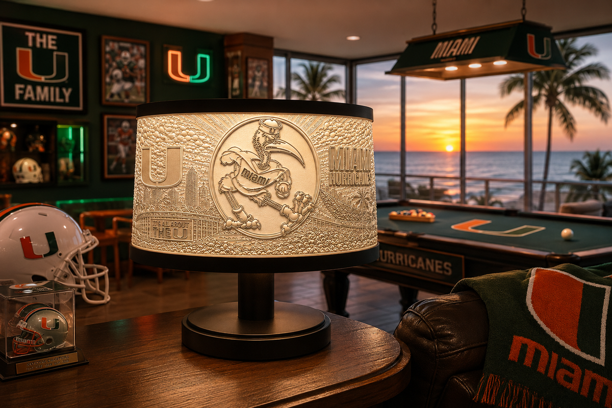 Miami Hurricanes Oval Lithophane Lamp Shade - 200mm x 150mm x 100mm