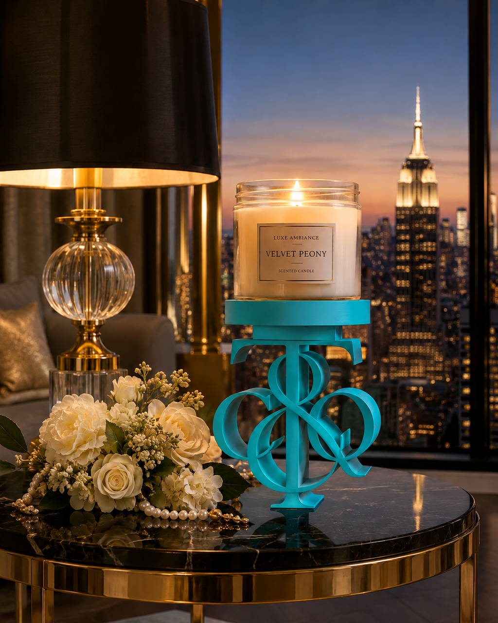 Tiffany Inspired Candle Holder for 4" Jar Candle